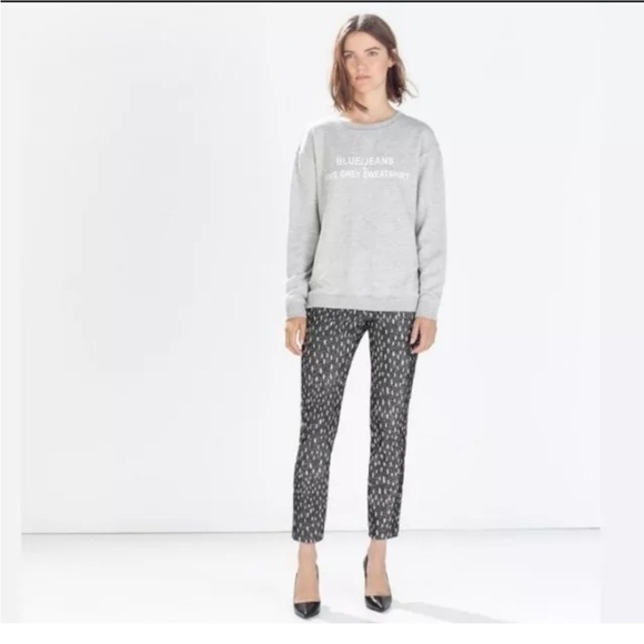 ZARA BASIC Black & White Abstract Print Slim Ankle Pants - Size M / US 6 - Picture 6 of 16